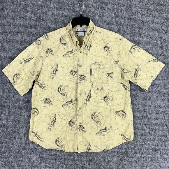 Columbia Other - Columbia‎ Shirt Mens Medium Hawaiian Largemouth Bass Fishing Camp Button-Up